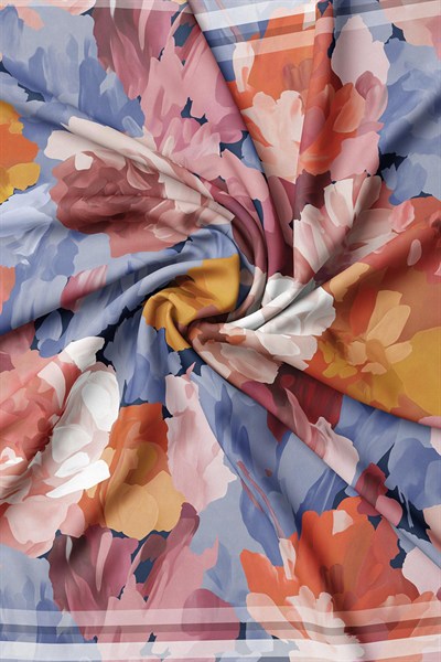 Vakko Twill İpek Eşarp - 40972 - Somon Mavi