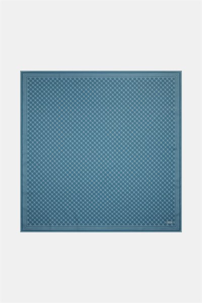 Vakko Twill İpek Eşarp - Özel Seri - Gök Mavi