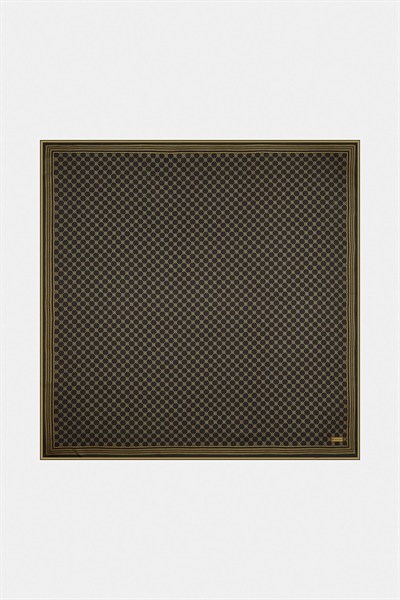 Vakko Twill İpek Eşarp - Özel Seri - Kahve Gold