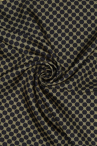 Vakko Twill İpek Eşarp - Özel Seri - Siyah Sarı