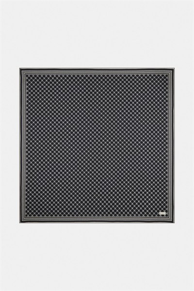 Vakko Twill İpek Eşarp - Özel Seri - Siyah Ekru