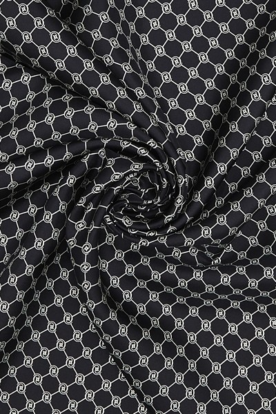 Vakko Twill İpek Eşarp - Özel Seri - Siyah Ekru