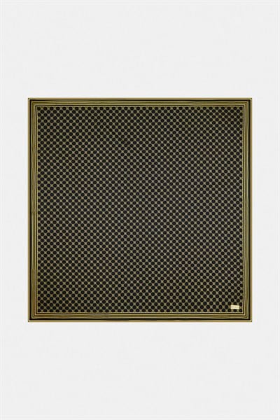 Vakko Twill İpek Eşarp - Özel Seri - Siyah Sarı