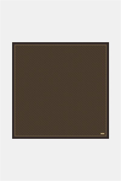 Vakko Twill İpek Eşarp - Yeni Monogram - Acı Kahve
