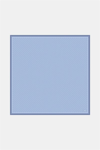 Vakko Twill İpek Eşarp - Yeni Monogram - Mavi