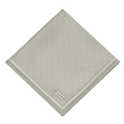 Vakko Twill İpek Eşarp - Yeni Monogram - Açık Taş Krem
