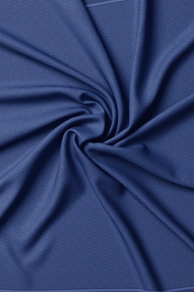 Vakko Twill İpek Eşarp - Yeni Monogram - Lacivert