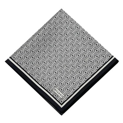 Vakko Twill İpek Eşarp - Yeni Monogram - Beyaz Siyah