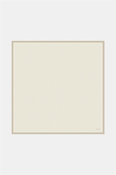 Vakko Twill İpek Eşarp - Yeni Monogram - Bej