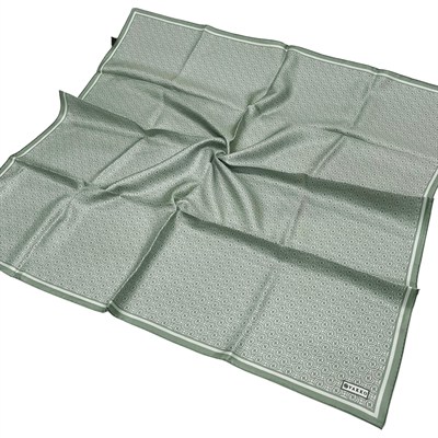 Vakko Twill İpek Eşarp - Helezon Monogram - Keten Yeşili
