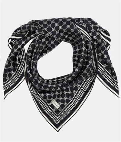 Vakko Twill İpek Şal - Özel Seri - Siyah Ekru