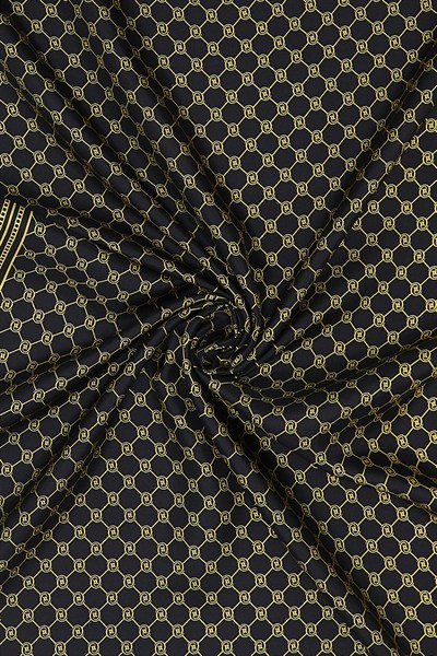 Vakko Twill İpek Şal - Özel Seri - Siyah Sarı