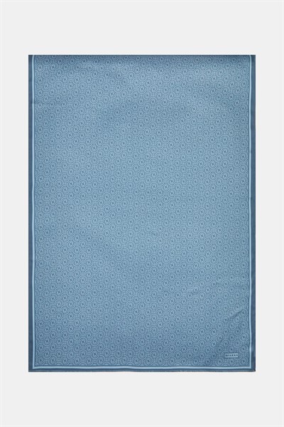 Vakko Twill İpek Şal - Yeni Monogram - Kot Mavi