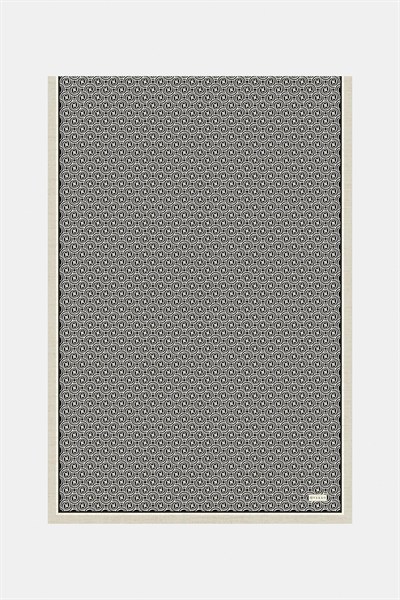 Vakko Twill İpek Şal - Helezon Monogram - Siyah Ekru