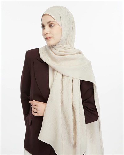 Valentino Orlandi Alia Şal - Logo Desenli - Açık Taş