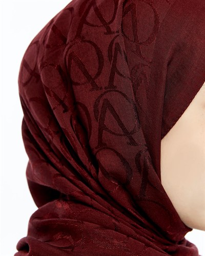 Valentino Orlandi Alia Şal - Logo Desenli - Bordo