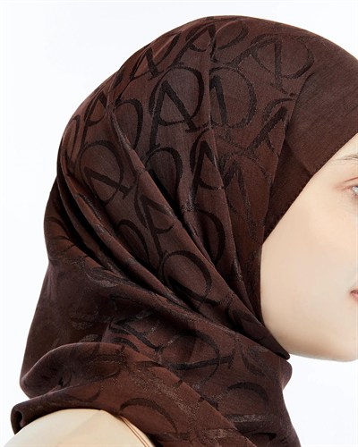 Valentino Orlandi Alia Şal - Logo Desenli - Acı Kahve