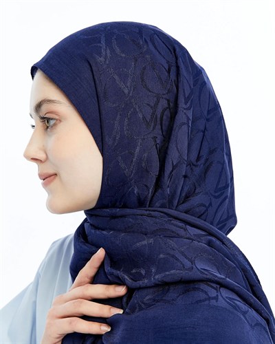 Valentino Orlandi Alia Şal - Logo Desenli - Lacivert