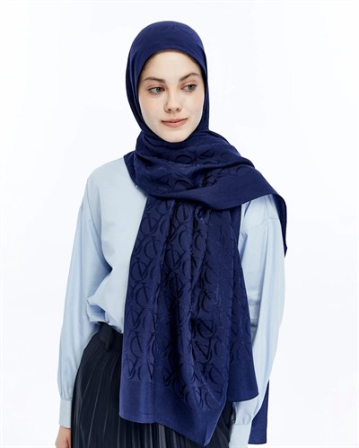 Valentino Orlandi Alia Şal - Logo Desenli - Lacivert