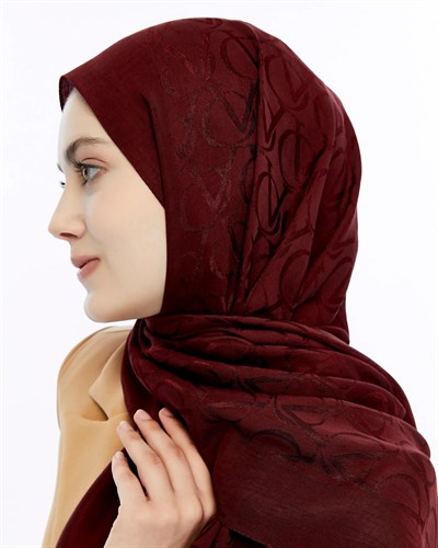 Valentino Orlandi Alia Şal - Logo Desenli - Bordo