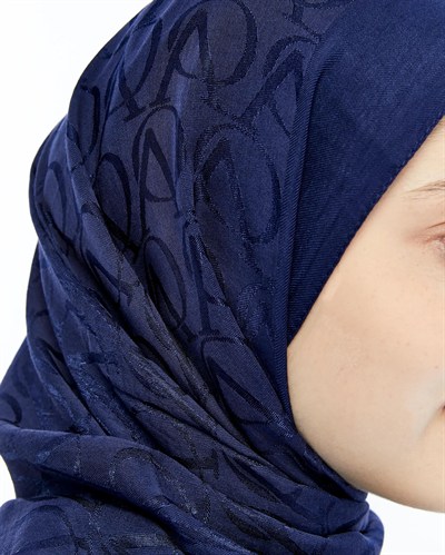 Valentino Orlandi Alia Şal - Logo Desenli - Lacivert