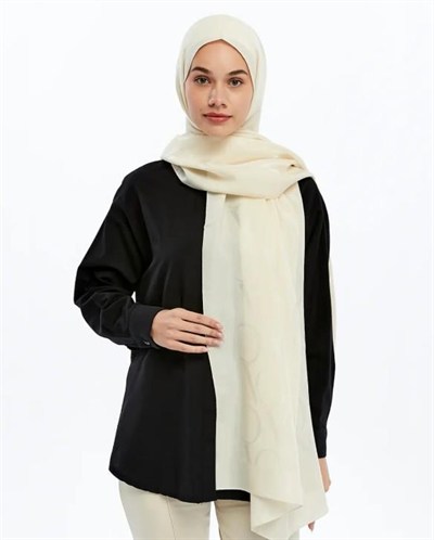 Valentino Orlandi Alia Şal - VO Motif Desen - Ekru