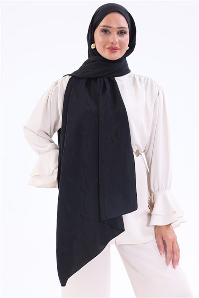 Valentino Orlandi Alia Şal - VO Motif Desen - Yeni Koyu Lacivert