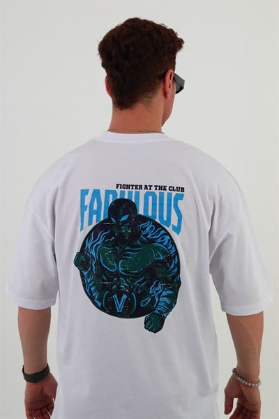 FABULOUS-Oversize Tişört | Sırt Baskılı – Minimal Göğüs Desenli Unisex Tshirt