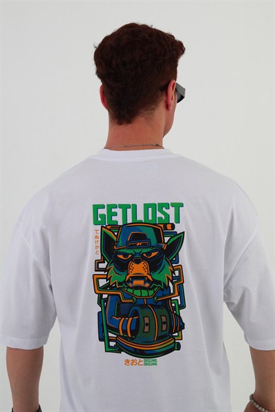 GETLOST-Oversize Tişört | Sırt Baskılı – Minimal Göğüs Desenli Unisex Tshirt