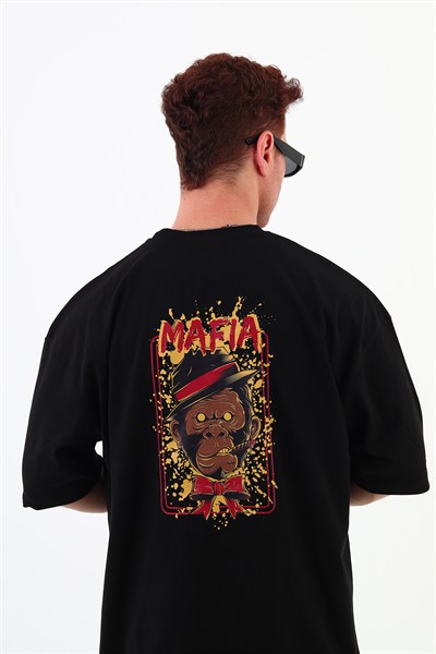 MAFIA-Oversize Tişört | Sırt Baskılı – Minimal Göğüs Desenli Unisex Tshirt