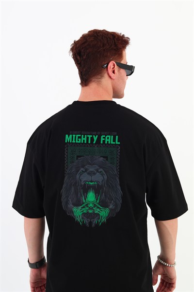 MIGHTY FALL-Oversize Tişört | Sırt Baskılı – Minimal Göğüs Desenli Unisex Tshirt