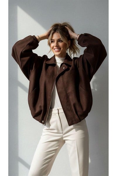 Oversize Bomber Süet Ceket