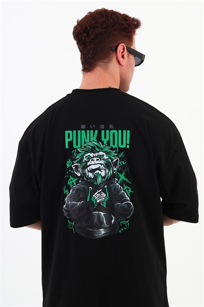 PUNKYOU-Oversize Tişört | Sırt Baskılı – Minimal Göğüs Desenli Unisex Tshirt