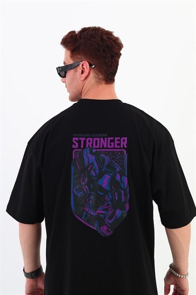 STRONGER-Oversize Tişört | Sırt Baskılı – Minimal Göğüs Desenli Unisex Tshirt