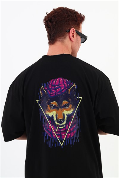 WOLF-Oversize Tişört | Sırt Baskılı – Minimal Göğüs Desenli Unisex Tshirt