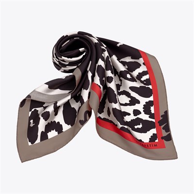 Baskı Leopar Desen İpek Twill Eşarp