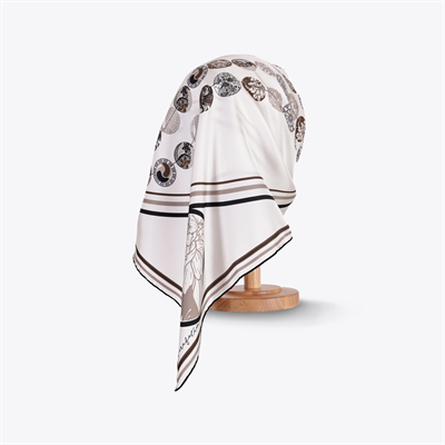 Boncuk Desen İpek Twill Eşarp