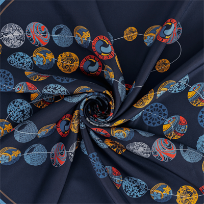 Boncuk Desen İpek Twill Eşarp