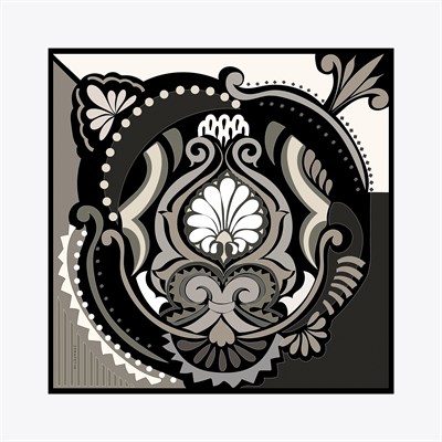 Damask Desen İpek Twill Eşarp