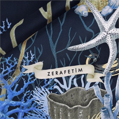 Denizaltı Desen İpek Twill Eşarp