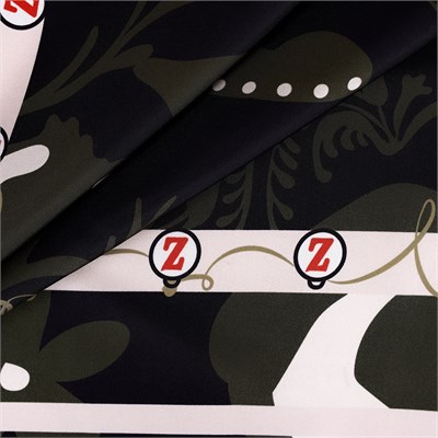 Gümüş Desen İpek Twill Eşarp