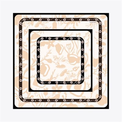 Gümüş Desen İpek Twill Eşarp
