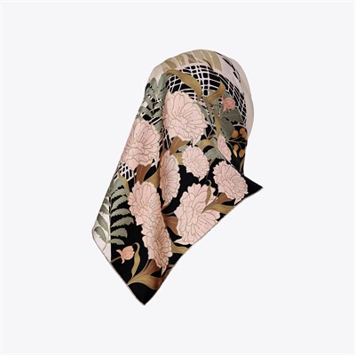 İplik Çiçek Desen Exclusive İpek Twill Eşarp