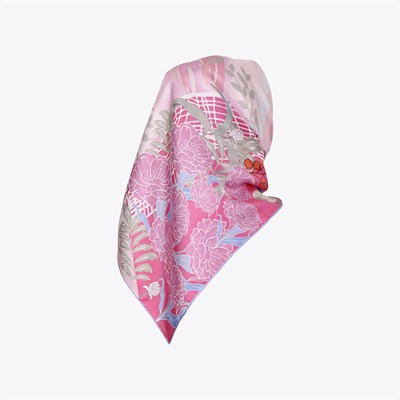 İplik Çiçek Desen Exclusive İpek Twill Eşarp