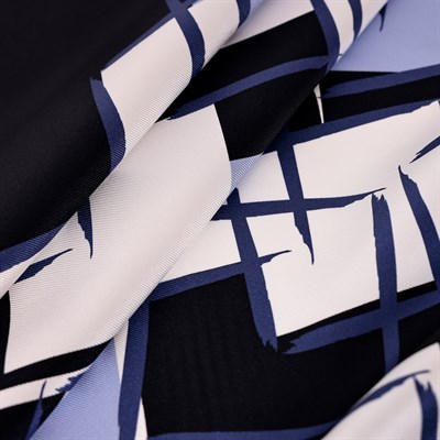 Kare Geometri Desen Exclusive İpek Twill Eşarp