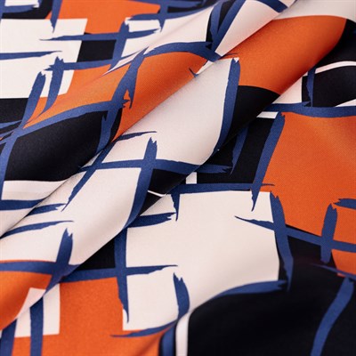 Kare Geometri Desen Exclusive İpek Twill Eşarp