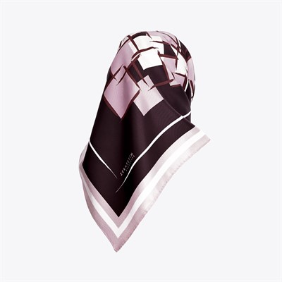 Kare Geometri Desen Exclusive İpek Twill Eşarp