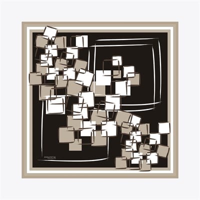 Kare Geometri Desen Exclusive İpek Twill Eşarp