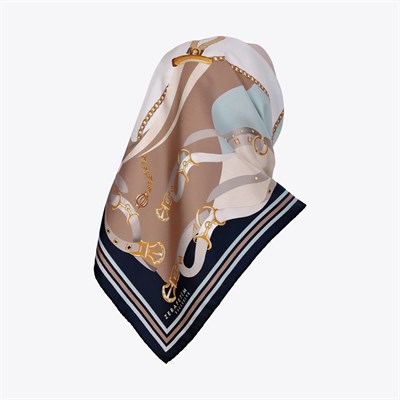 Kemer Nişan Desen Exclusive İpek Twill Eşarp