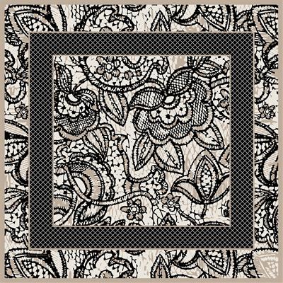 Lace Desen İpek Twill Eşarp